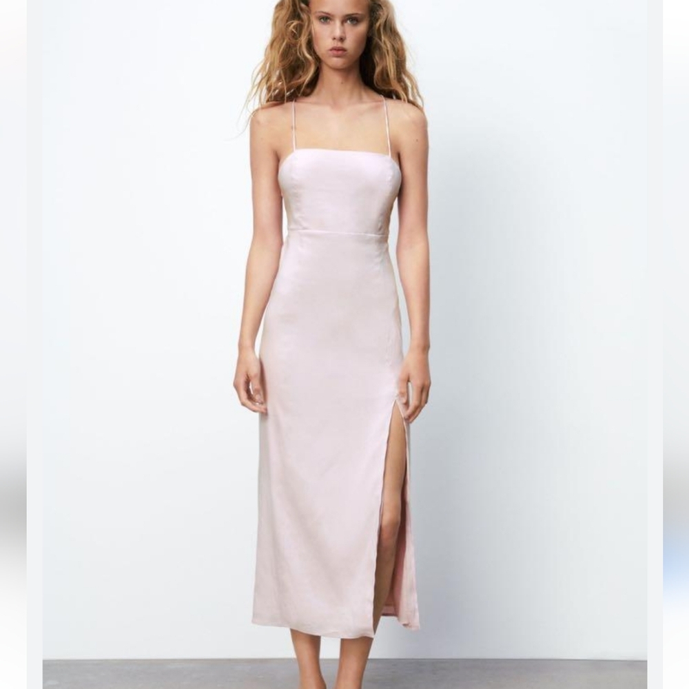 Zara Linen Blend Midi Dress Size XS - Picture 13 of 15